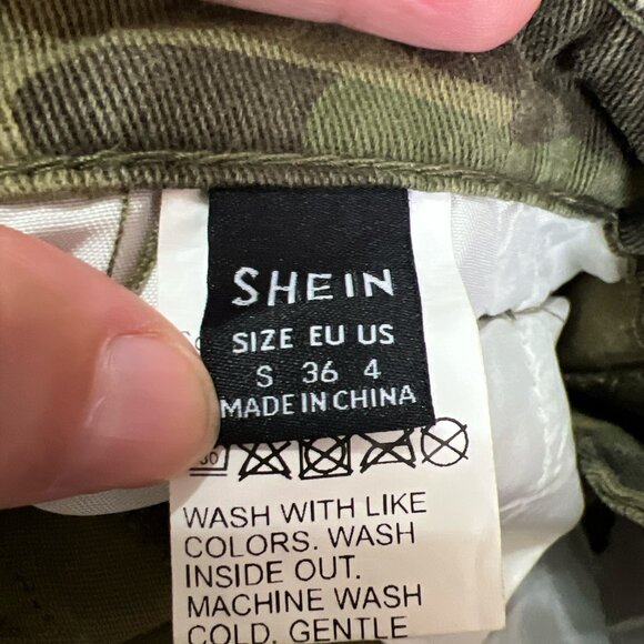 SHEIN Camo Cheeky Jean Shorts - Size S - Picture 3 of 4